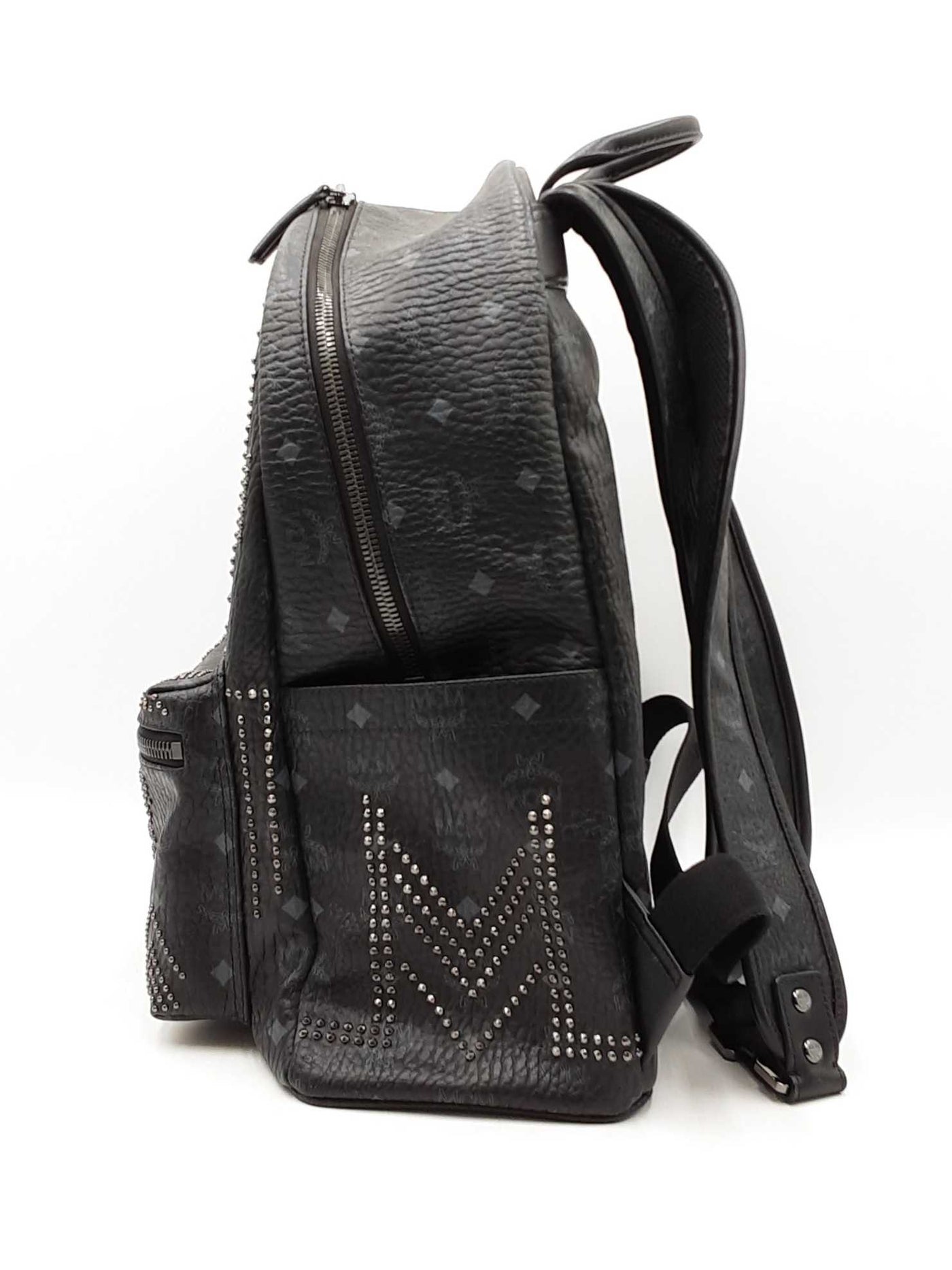 Mcm Studded Stark Gunta Backpack In Black Visetos Coated Canvas 