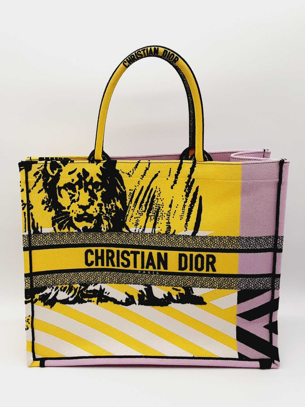 Christian Dior Yellow Pink Jungle Pop Large Book Tote Dolexzde 144020007333