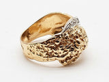 Natural Diamonds 14k Two Tone Yellow White Gold 6.7g Ring Size 5.5 Do0626porde