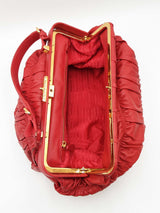 Prada Gaufre Frame Top Handle Bag In Red Nappa Leather Fw0126wrzdu
