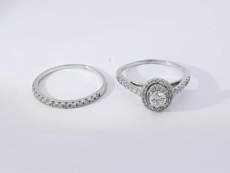 0.47 Cttw Diamond 14k White Gold Engagement Set 4.9 Grams Size 9.5 Aa0725wzxsa