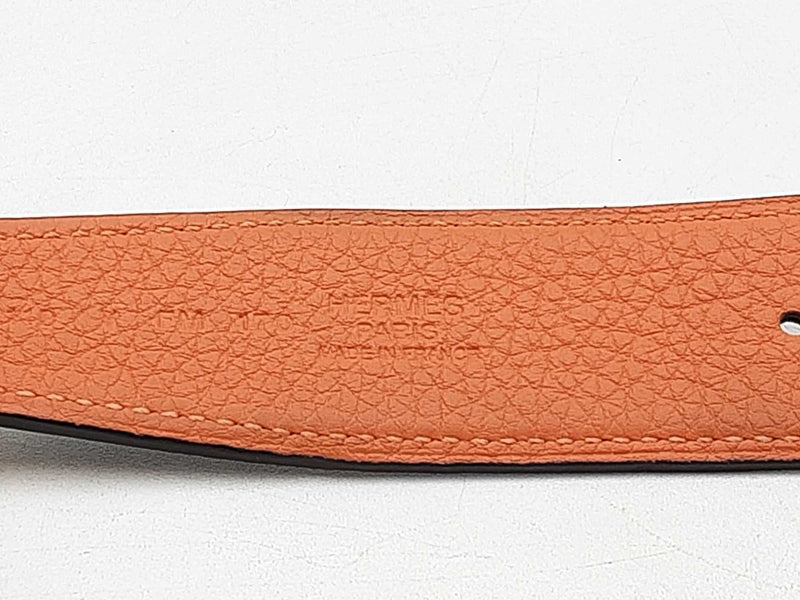 Hermès Constance H Buckle & Reversible Black & Orange Leather Belt Fw1025pxzdu
