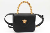 Versace La Medusa Black Leather Top Handle Bag Eb0826pxzde