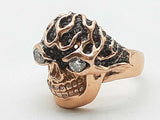 Flaming Skull Diamonds Black Stones 14k Rg 35.1g Ring Size 14.5 Do0726ocxzde