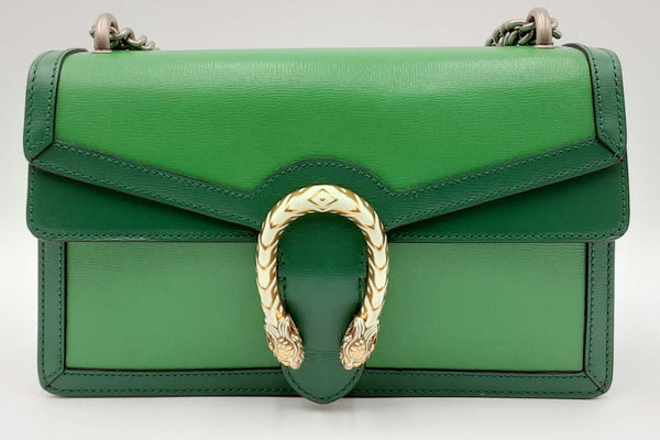 Gucci Enamel Dionysus Shoulder Bag In Green Textured Leather Eb0424sxzdu