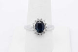 14k White Gold Diamond & Blue Gemstone Ring 3.3 Grams Size 8 Eb1125lwrsa