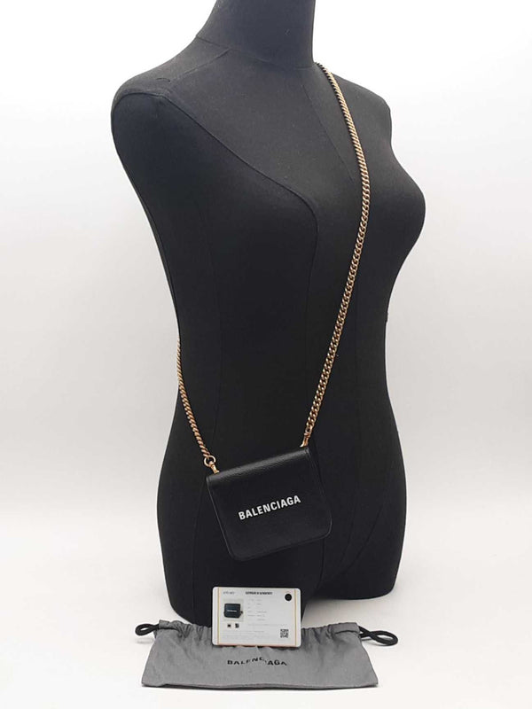 Balenciaga Cash Mini Wallet On Chain Black Wallet Aa0525loxsa