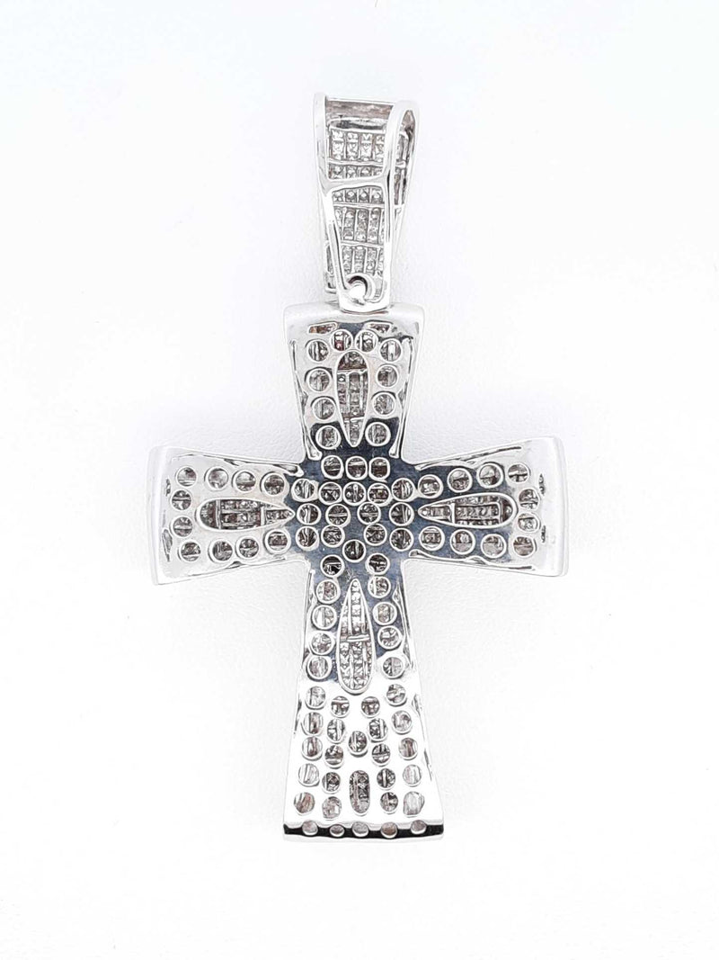 7.24 Cttw Diamond & 14k White Gold Cross Pendant 27.6 Grams Fw0725orzxdu
