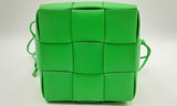 Bottega Veneta Cassette Intreccio Green Leather Bucket Bag Eb0223lrxdu