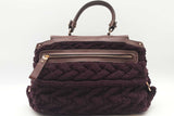 Salvatore Ferragamo Purple Wool With Leather Trim Top Handle Bag Eb1225pxzde