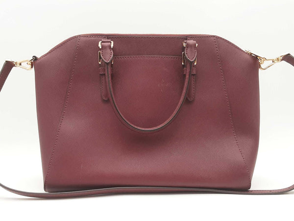 Michael Kors Ciara Large Saffiano Leather Burgundy Satchel Sd0425wzsa