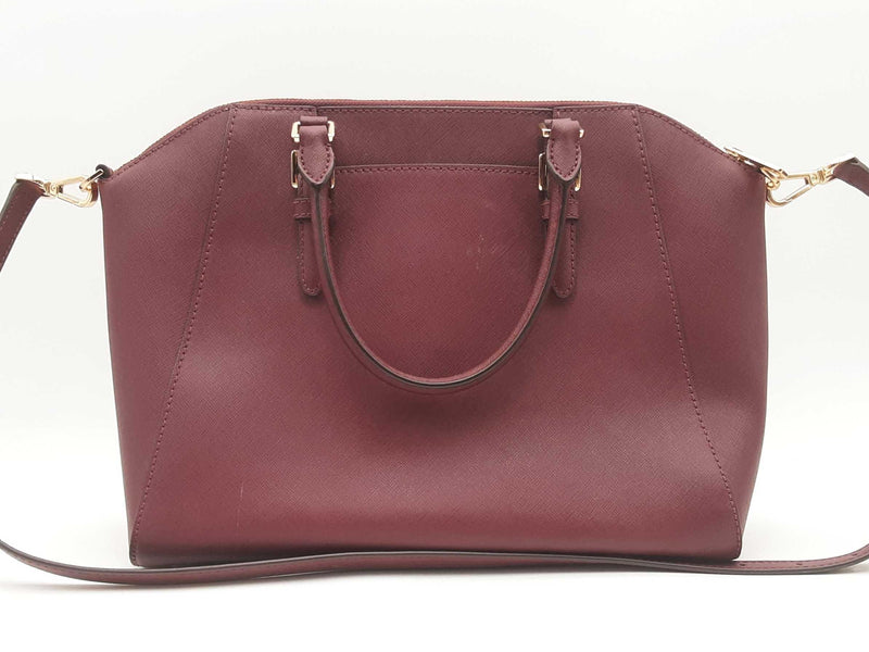 Michael Kors Ciara Large Saffiano Leather Burgundy Satchel Sd0425wzsa
