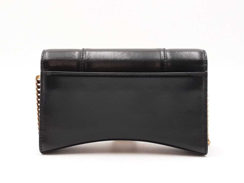Balenciaga 2022 Hourglass Wallet With Chain In Black Leather Fw0o725pzxdu