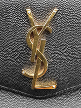 Yves Saint Laurent Uptown Pouch Black Leather Envelope Clutch Eb0826oxzsa