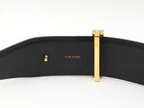 Tom Ford Reversible Leopard Print & Black Leather Belt With T Buckle Fw0825rzdu