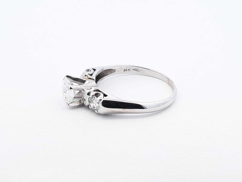 1.2 Cttw Diamond & 14k White Gold Three-stone Ring 3.1 Grams Size 7 Fw0625cxzdu