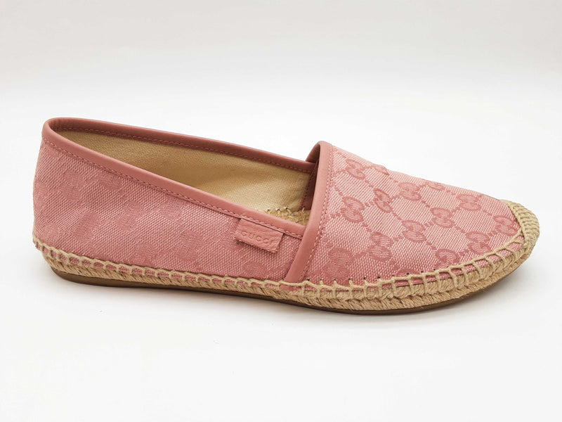 Gucci 466902 Gg Pink Canvas Espadrilles Slip On Shoes Size Eu 38.5 W Do0525rxde