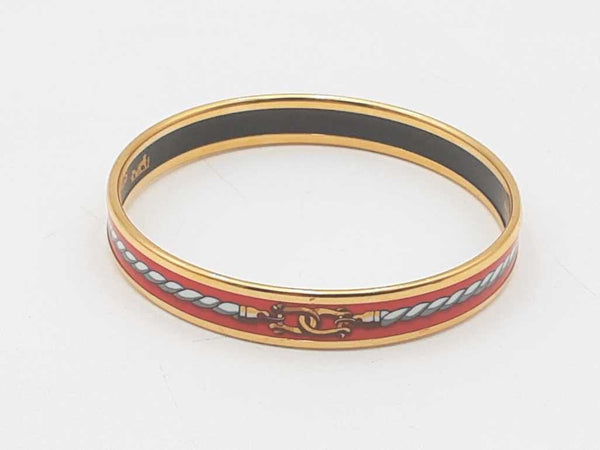 Hermes Plated Narrow Enamel Rope Bracelet 8 Inch Sd0725ozxsa