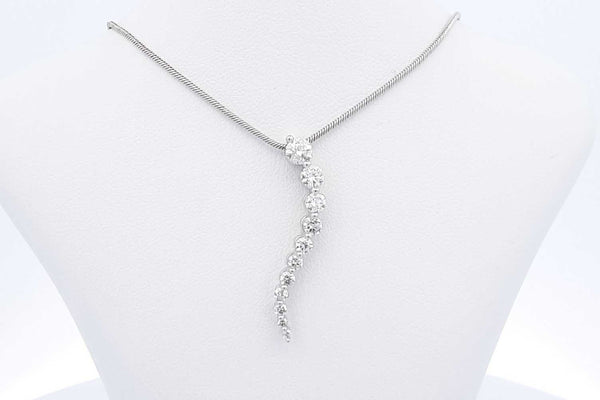 Diamond Journey Pendant & Chain In 14k White Gold 5.2 Grams 20 Inch Eb1224oxedu