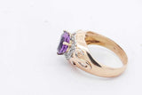 Heart Shaped Purple Gemstone & Diamond Ring 14k Yellow Gold 4.6g Sz 6 Eb426wxzsa