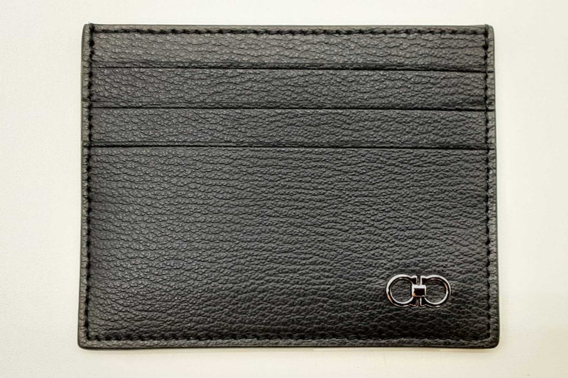 Salvatore Ferragamo Gancini Logo Navy Textured Card Holder Lh1024lxzde