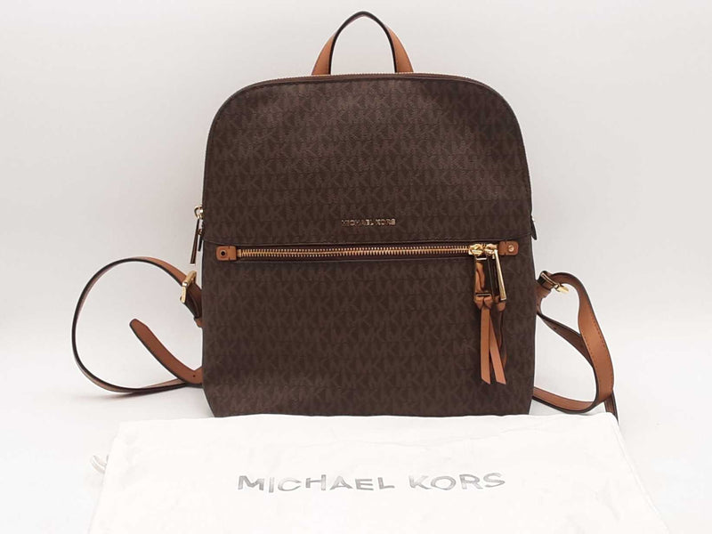 Michael Kors Rhea Medium Slim Logo Backpack Brown Aa0824rzsa