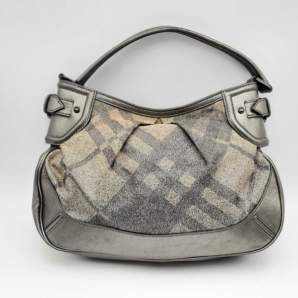 Burberry Shimmer Check Fairby Hobo Pewter Hs0224lorsa