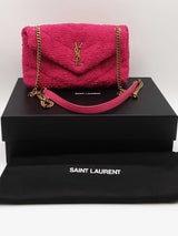 Yves Saint Laurent Quilted Pink Tweed Lou Lou Puffer Shoulder Bag Eb1225rcrdu