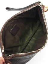 Gucci Britt Wristlet In Dark Brown Guccissima Embossed Leather Fw0826lexdu