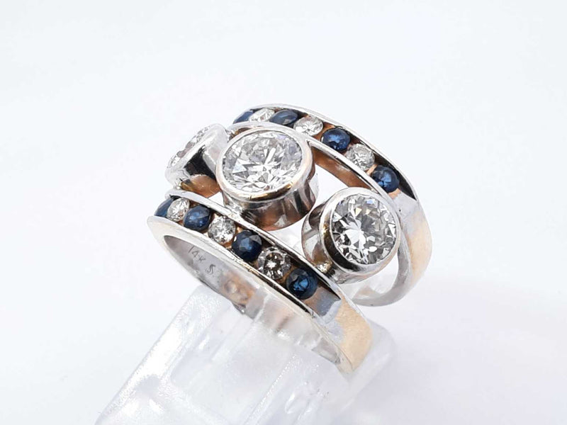 2.08 Cttw Diamond & Topaz Ring In 14k White Gold 8.9 Grams Size 5 Fw1124wwxzdu