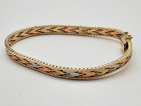 14k Tri-color Gold 11.8g Herringbone Bracelet 6.25 In Do1024orxde