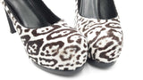 Yves Saint Laurent White Leopard Calf Hair Platform Heels Size 39.5 Fw1124crdu