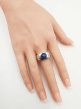 Star Sapphire, Diamond, & 10k White Gold Statement Ring 13.8 Grams Size 10.75 Fw0526crrdu