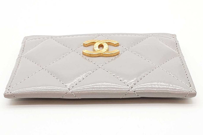 Chanel Quilted Gray Patent Leather Card Holder Wallet Eb1125pxzde