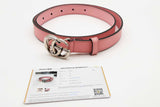 Gucci Thin Pink Leather Belt With Silver Tone Gg Buckle Size 75/30 Eb1225crde