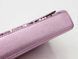 Coach Small Flap Clutch In Lilac Metallic Leather & Sequins Fw1125