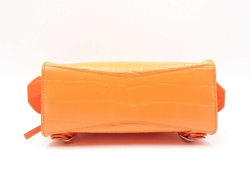 Balenciaga Neo Classic Mini City Bag In Orange Croc-embossed Leather Fw0225pxzdu