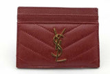 Yves Saint Laurent Cassandre Burgundy Leather Card Case Wallet Eb1026crsa