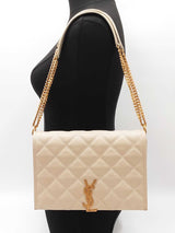 Yves Saint Laurent Becky Shoulder Bag In Beige Quilted Leather Fw1225ixzdu