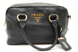 Prada Vitello Phenix Bauletto Black Leather Satchel Bag Eb0826ixzde
