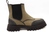 Gucci Green Gg Jacuqard Canvas Ankle Chelsea Boots Size 40 Eb0326lerde