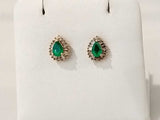 Pear Green Stone Diamond Earrings Yellow Gold 14k 2g Vc0826lesmia