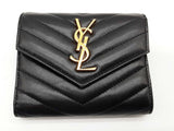 Yves Saint Laurent Ysl Black Chevron Quilted Leather Trifold Wallet Do0426oxzde