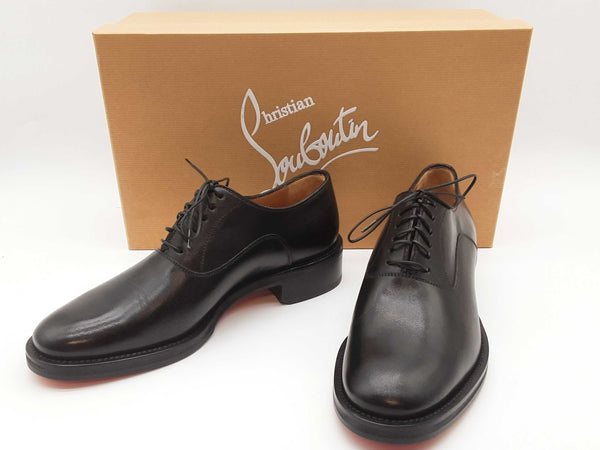 Christian Louboutin City Bro Flat Black Leather Shoes Size Eu 39.5 Do0425lxzde