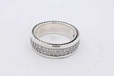 David Yurman Streamline Pave Diamond Two Row 925 Band Ring 9g Sz 8.5 Eb0926rcrsa