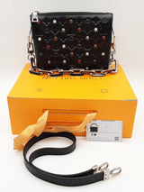 Louis Vuitton Crystal Embellished Black Lambskin Monogram Coussin Eb1225loxzde