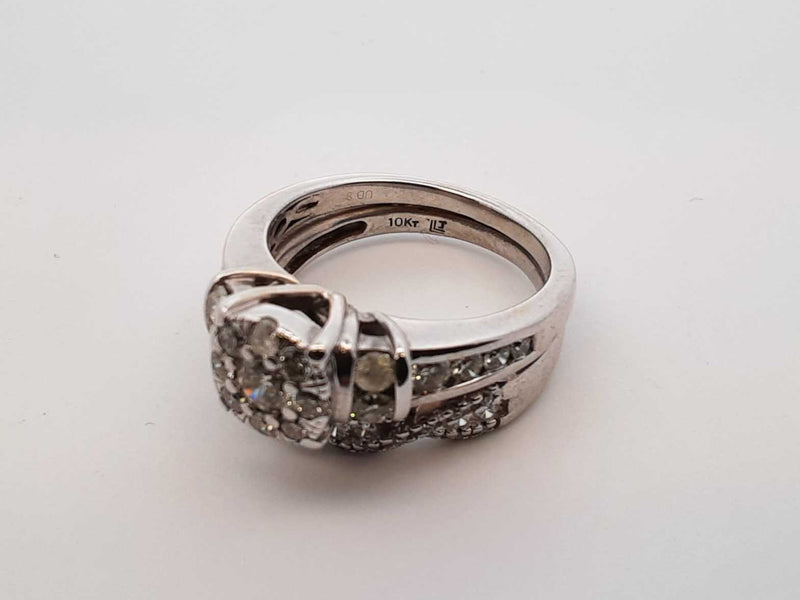 1.07 Cttw Diamond & 10k White Gold Bridal Set 8.2 Grams Size 6.5 Fw0625wrxdu