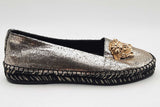 Versace Medusa Gold Metallic Leather Espadrilles Size Eu 36 Eb1124exsa