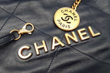 Chanel 22 Tote Bag In Navy Blue Diamond-quilted Shiny Calfskin Fw1225orxzdu