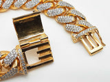 21.50 Cttw Diamonds 14k Yellow Gold 264.0g Solid Cuban Bracelet Do0625lwrxzde